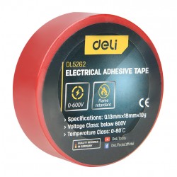 DELI μονωτική ταινία υψηλής αντοχής DL5262, 18mm x 9.15m, κόκκινη