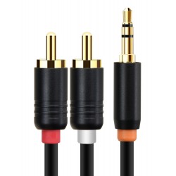 CABLETIME καλώδιο ήχου 3.5mm σε 2x RCA CT-AV314-P12G, 0.5m, μαύρο