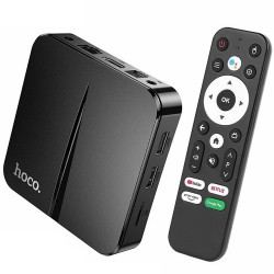 Hoco. DQ09 Barco TV Box 4K UHD 60Fps με WiFi RJ45 4GB RAM + 64GB ROM v5.0 Android 12 Δεν είναι συμβατό με τις εφαρμογές Cosmote TV και Netflix.
