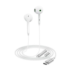 Hands Free Acefast L7 Earphones Stereo USB-C με Μικρόφωνο Braided Λευκό 1.2m. Συμβατά με Όλες τις Συσκευές USB-C.