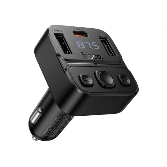 Bluetooth FM Transmitter Hoco E87 Delta 35W με 2xUSB-A και 1xUSB-C PD20W BT v5.4 Υποστηρίζει Αναπαραγωγή Μουσικής απο USB και Απάντηση Κλήσεων